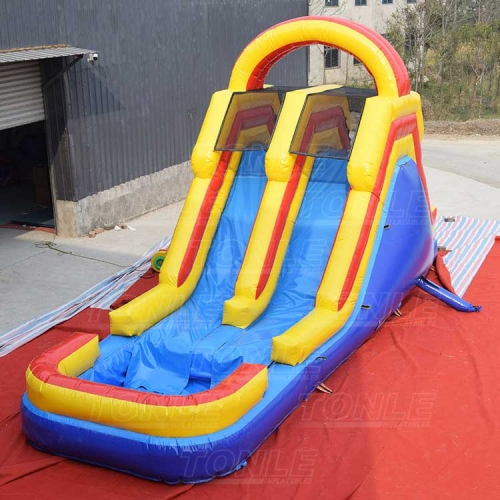double lane back inflatable water slide