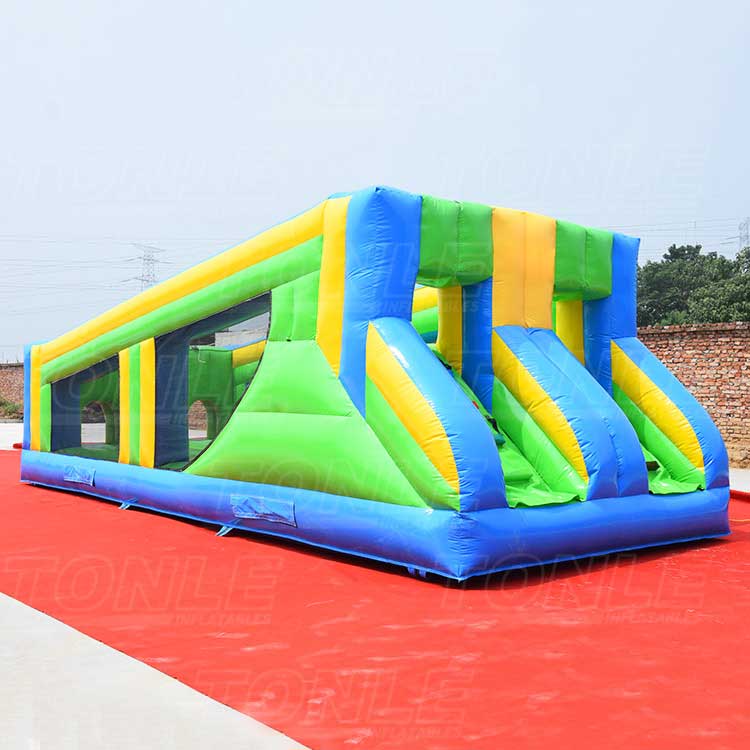 cheap dual lane inflatable zip line game